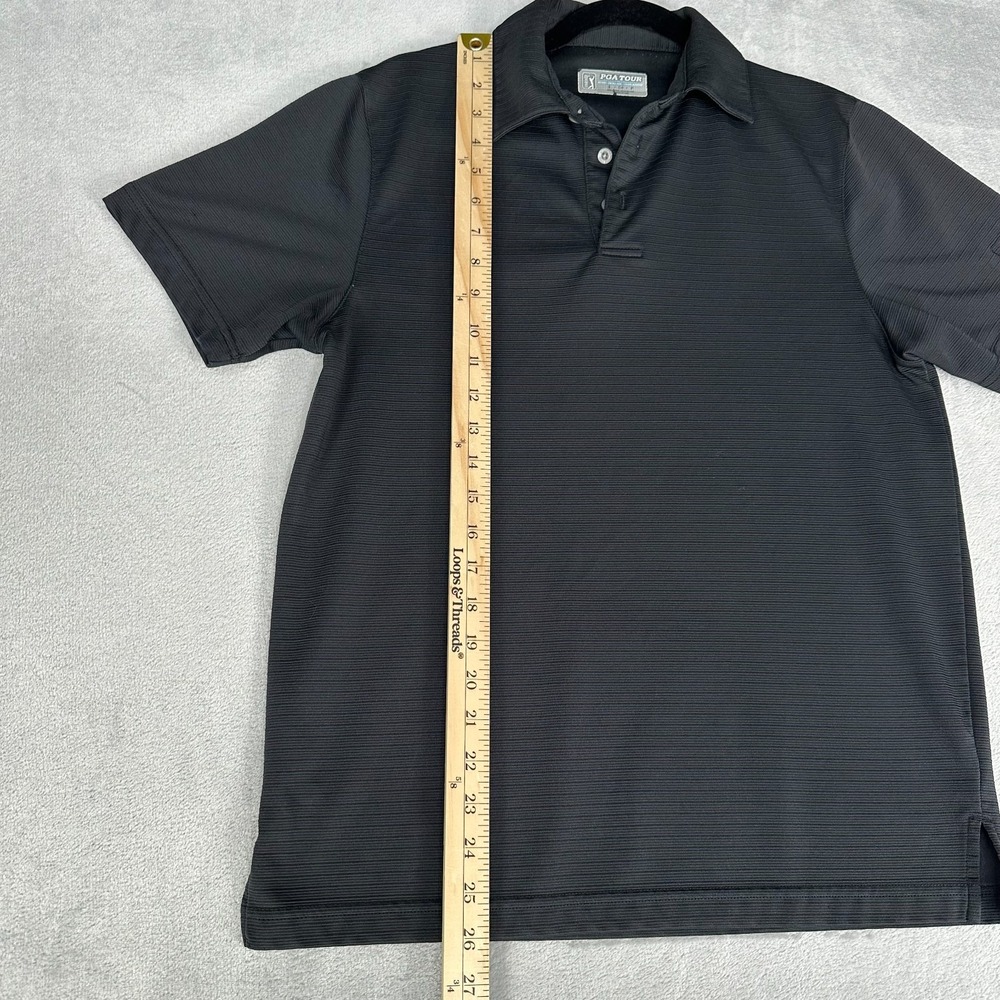 PGA Tour Golf Polo Shirt Mens S Black Fitted‎ Short Sleeve - Picture 4 of 8